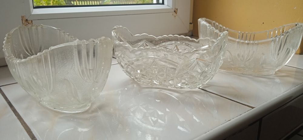 3 kryształowe łódeczki z PRLu