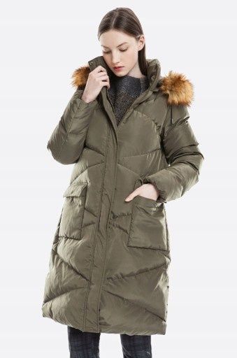 SOLAR 40/ L XL puchowy płaszcz na zimę zieleń khaki