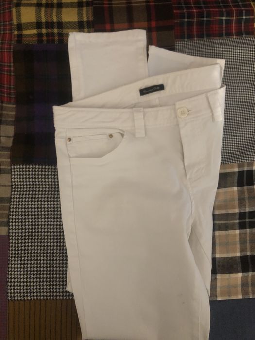 Calças brancas Massimo dutti, com fecho no fim de perna