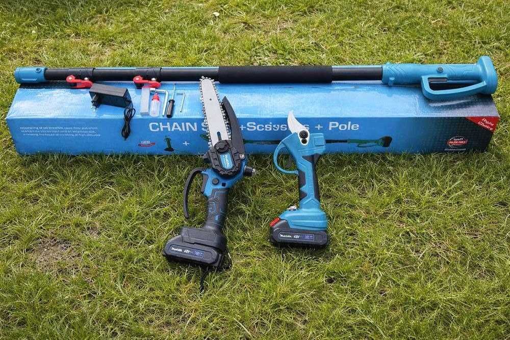 Акумуляторний секатор зі штангою + акумуляторна ланцюгова пила makita