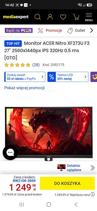 Monitor acer nitro xf3 320hz
