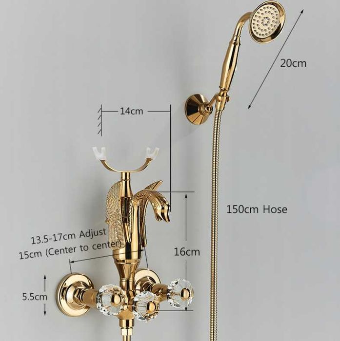 Bateria Wannowo-prysznicowa Prysznicem z PERLATOREM - ZŁOTA