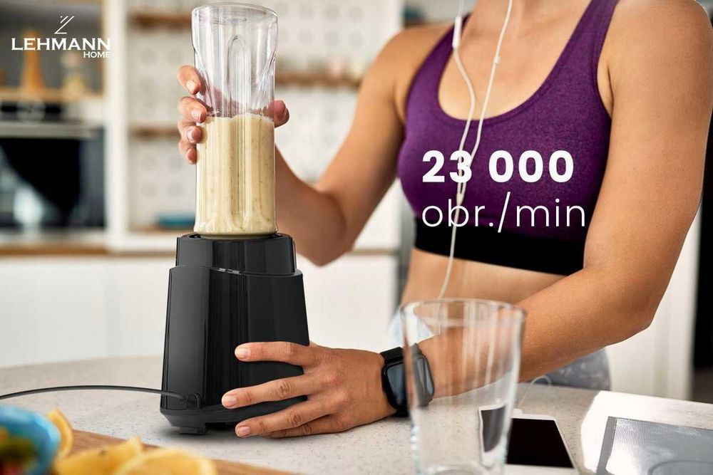 BLENDER kielichowy DO KOKTAJLI 1200W + 2x bidon ZESTAW -  MOCNY 10w1