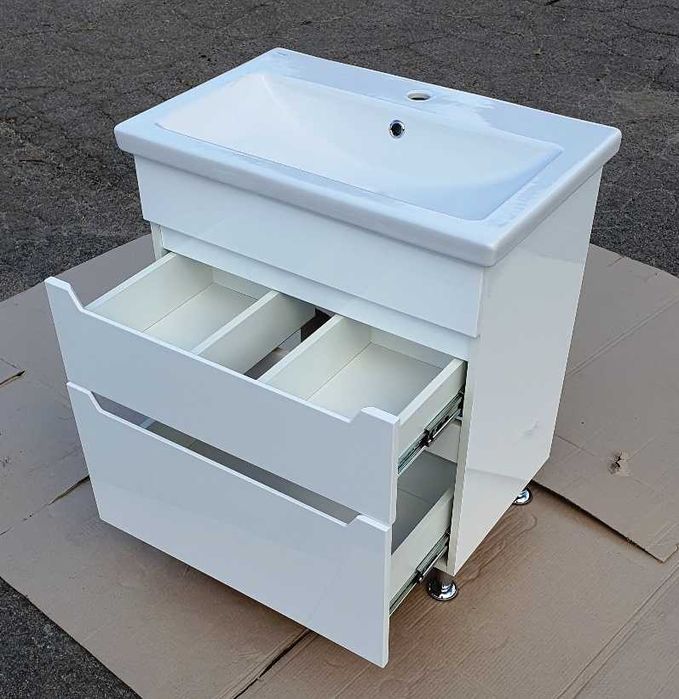 Тумба с выдвижными ящиками + прямоугольный умывальник. Новый комплект.