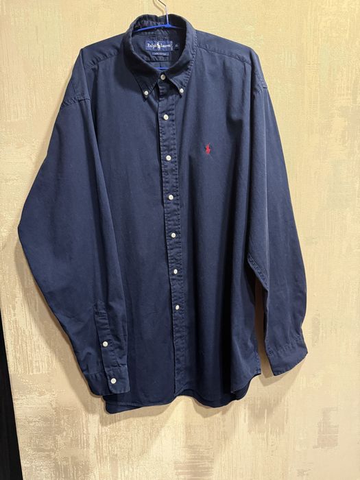 Хлопковая рубашка Polo Ralph Lauren мужская цвет синий regular