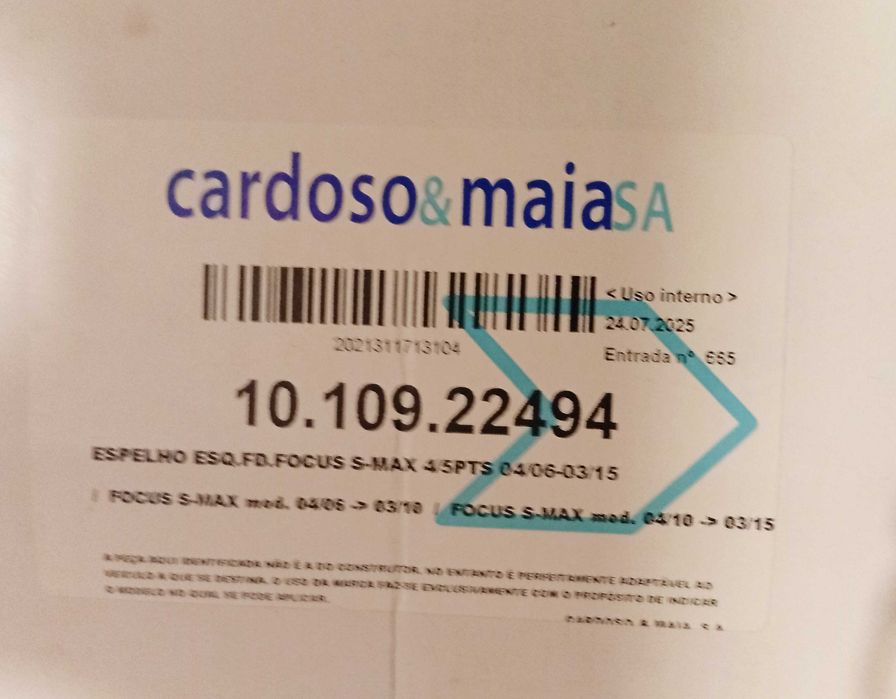 Espelhos retrovisores Ford Smax MK1 (novos na caixa)