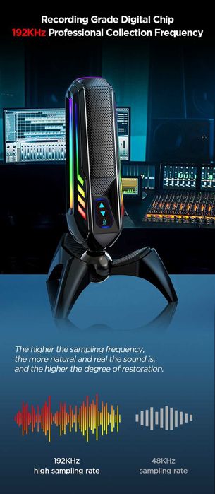 MIKROFON gamingowy RGB DO komputera LAPTOPA LED super cena