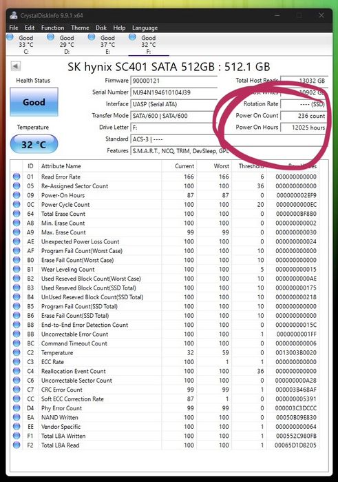 SSD диск (накопичувач) Micron / SK hynix обсягом 512 ГБ.
