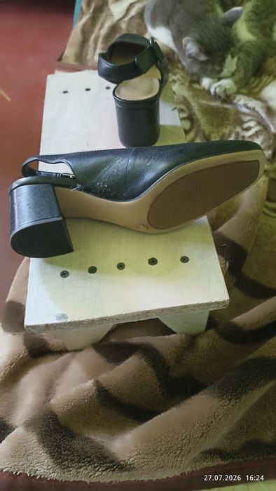 Жіночі туфлі-слінгбеки чорного кольору бренду clarks