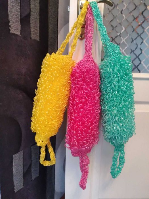 мочалка ручной работы различной пушистости