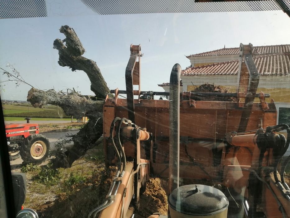 Serviços Retro-escavadora com rachador e trator agrícola.