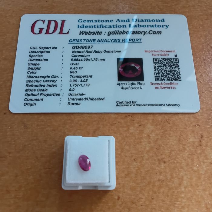 Rubi Natural com Certificado. Exclusividade e Elegância