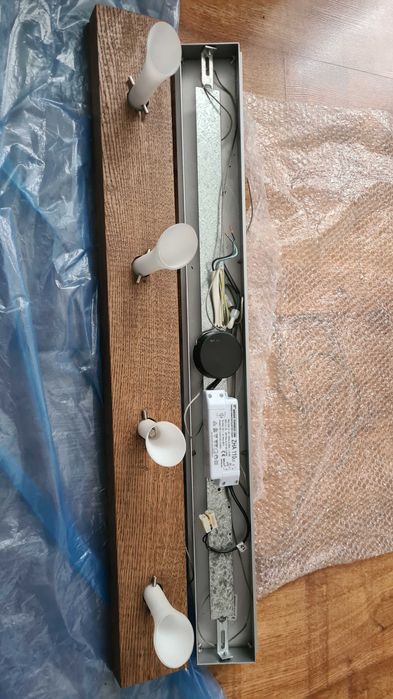 Lampa wisząca drewno, stal