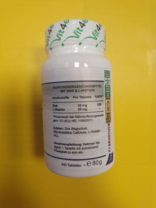 Cynk plus histydyna 400 tabletek Vit4Ever