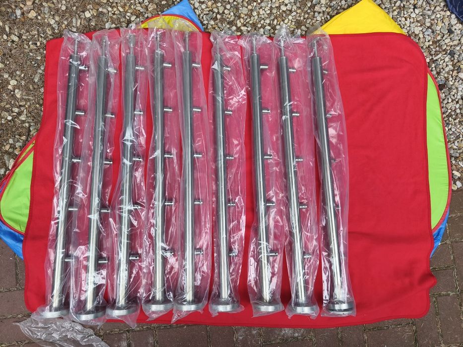 Słupki balustradowe schodowe nierdzewne NOWE 9 sztuk