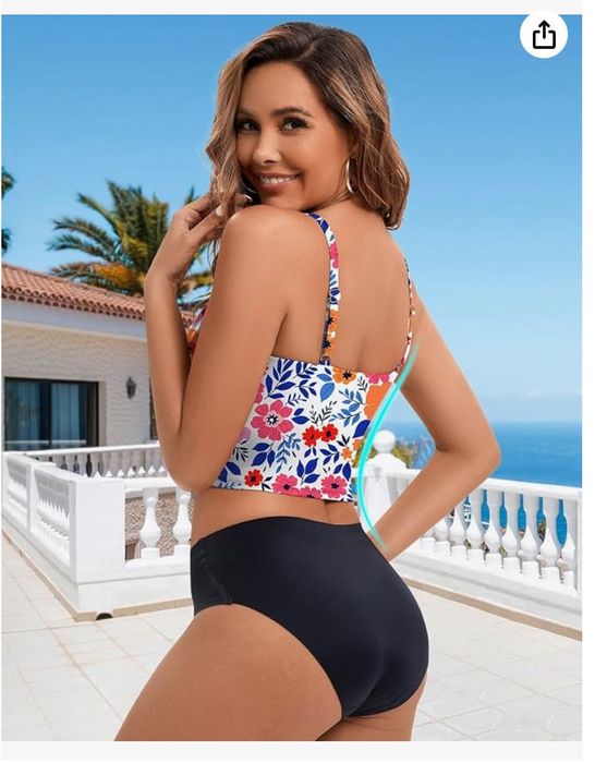 Góra od bikini, regulowane ramiączka, wzór kwiaty rozm. M WOWENY