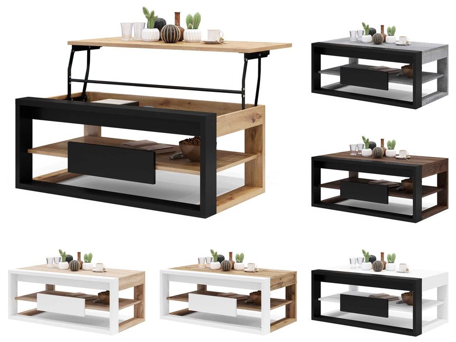 FRAME 6 kolorów - ŁAWA z podnoszonym blatem, schowkiem i półką LOFT