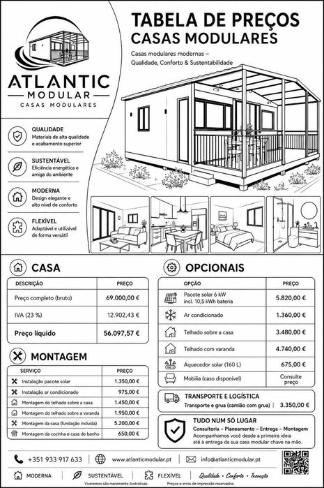 Atlantic Modular – Casas Modulares Modernas para uma Nova Vida  Atlantic Modular – Qualidade, design moderno e habitação acessível em Portugal.