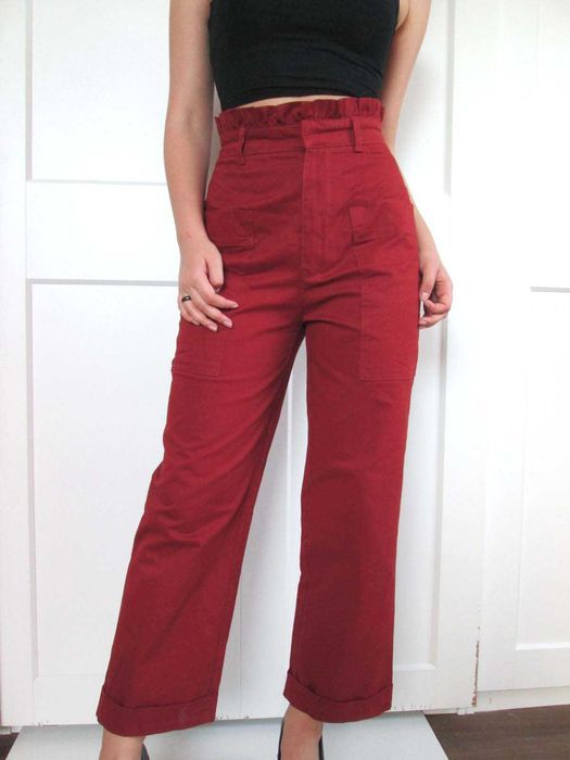 Zara spodnie wysoki stan falbanka 7/8 XS NOWE