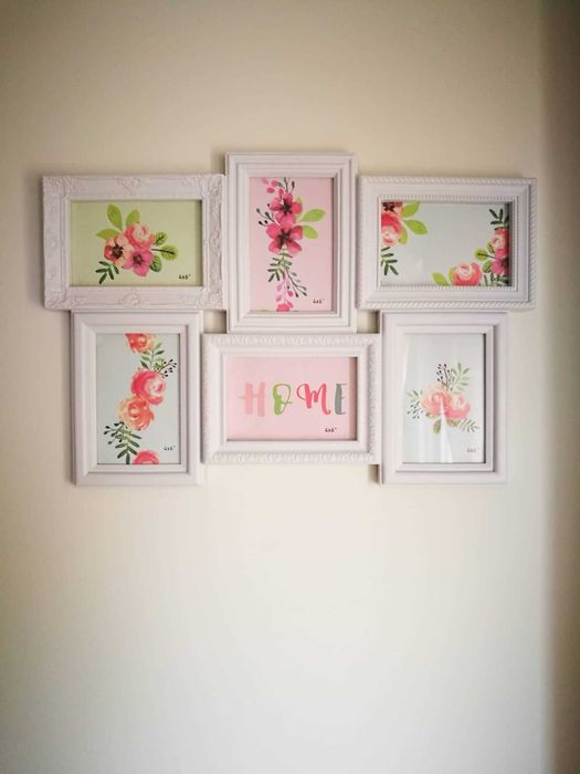 Quadro branco para 6 fotos