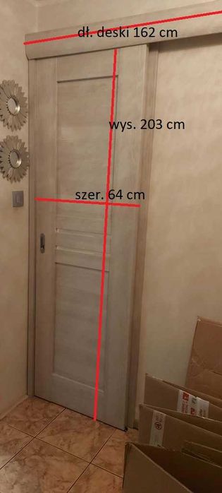 Drzwi przesuwne z prowadnicą 3 szt.