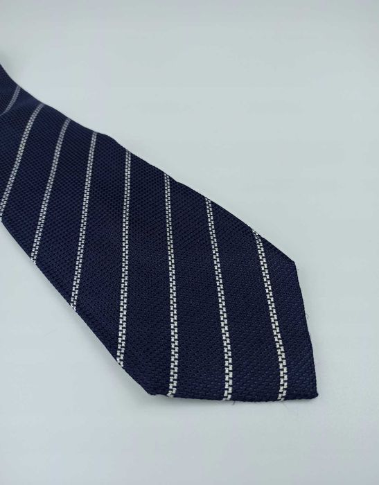 Luca D'Altieri granatowy jedwabny krawat w paski regimental fa14