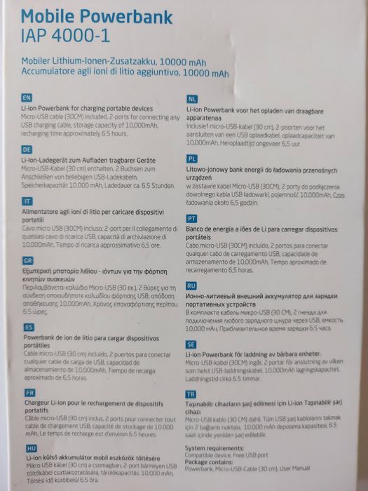 Powerbank pojemny akumulator 10000 mAh ładowanie 2 urządzeń telefonów