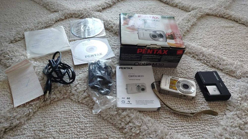 Pentax Optio M30 aparat cyfrowy retro digicam Y2K komplet pudełko