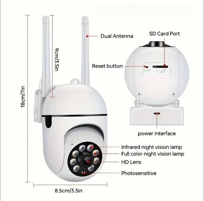 Уличная/Комнатная поворотная ip-wifi camera с датчиком движения!