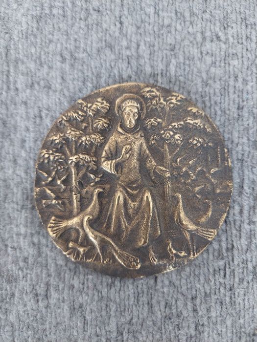 Mosiężny krzyż, Jezus, plakieta, medal, stary ciekawy przedmiot