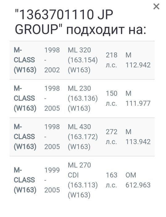 Продам задні гальмівні колодки до автомобіля Mercedes ML Class W 163