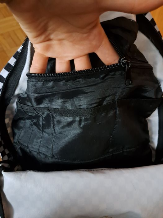 Plecak szkolny młodzieżowy, kratka biało czarna