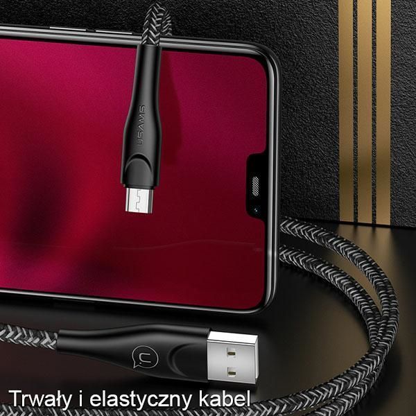 USAMS Kabel pleciony U41 microUSB 2m2A czerwony/red SJ396USB02