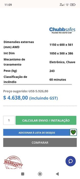 Cofre Electrónico novo com garantia