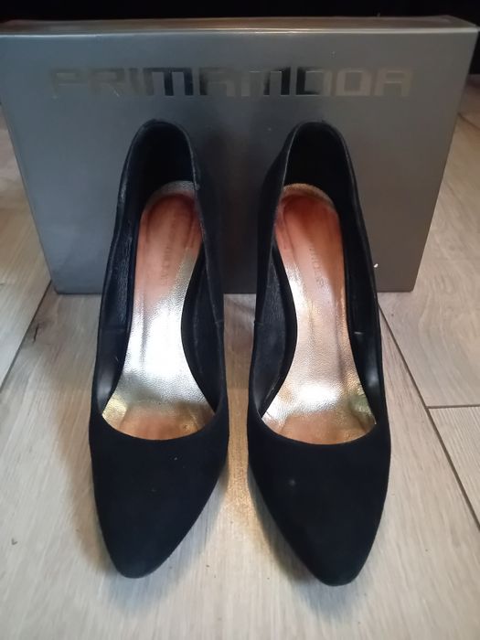 Czarne, zamszowe szpilki Pima Moda 37/24cm.