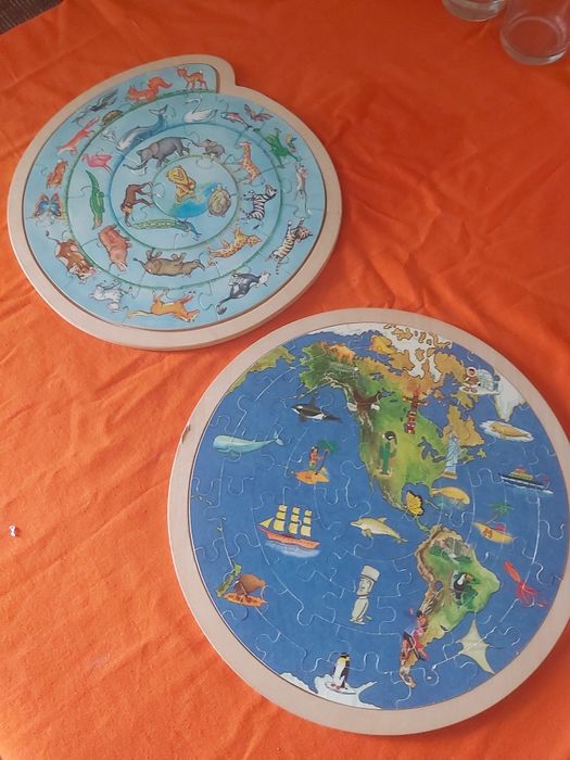 Puzzle espiral animais mapa mundo