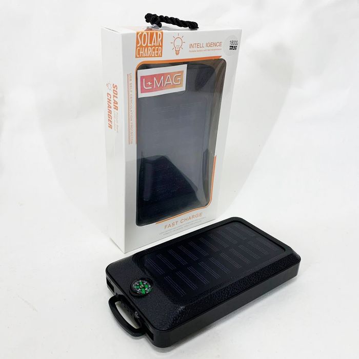Power Bank Solar 18000 mAh мобільне зарядне з сонячною панеллю та лампою, Power Bank Charger