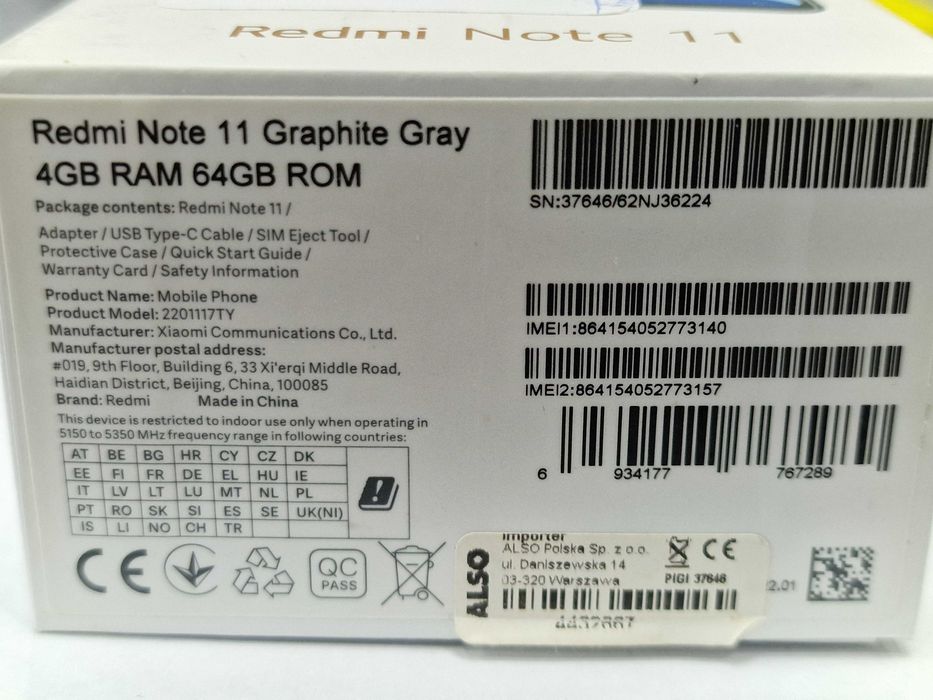 Xiaomi Redmi Note 11 Dual Sim/ 4GB/ 64GB/ Graphite Gray/ Grade B-