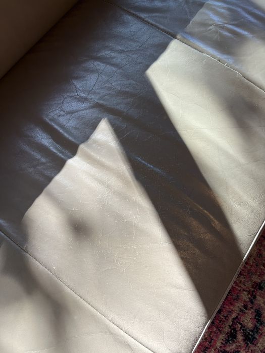 Skórzana sofa narożna ETAP SOFA – jasny beż, naturalna skóra