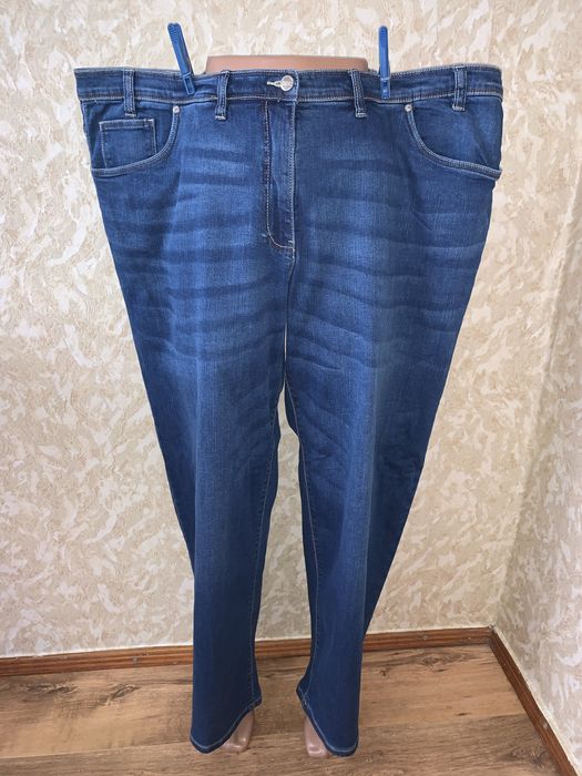 Джинси штани стрейчеві супер батал великий розмір прямого крою бавовна