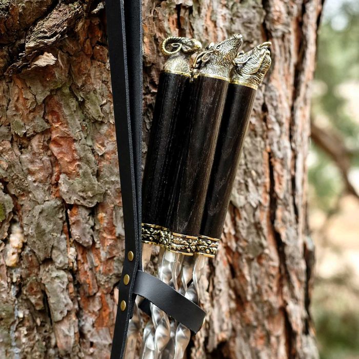 Набір шампурів "Полювальна шістка" в чохлі, набор шампуров на подарок