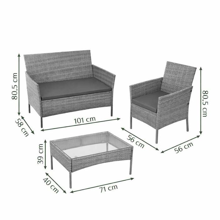 Meble Ogrodowe Technorattan – Zestaw Sofa + 2 Fotele + Stolik