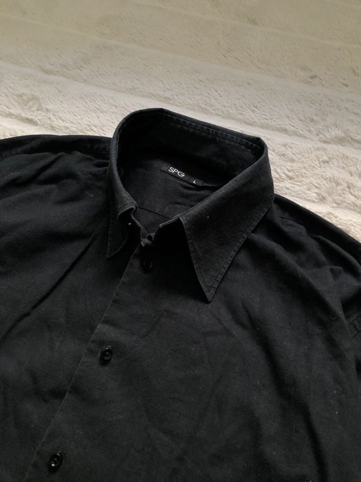 ZARA (L) SPG 100% Лён Man Shirt Linen мужская черная рубашка лляная