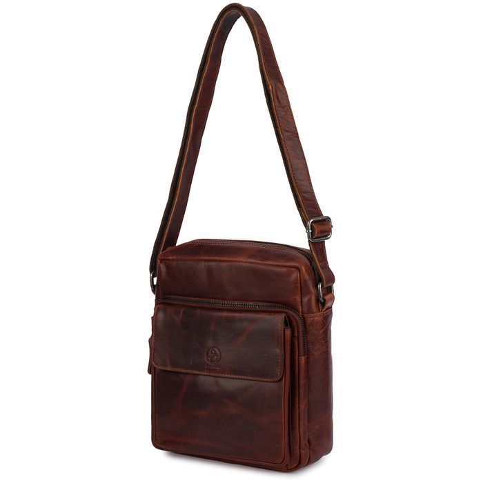 Torba skórzana koniakowa AMADEO VIII ekskluzywna listonoszka ze skóry