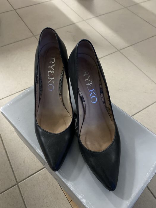 Szpiilki czarne skorzane Ryłko