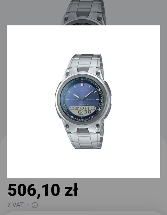Zegarek męski Casio AW-80 WR50M Telememo 30 – niebieska tarcza, bransoleta
