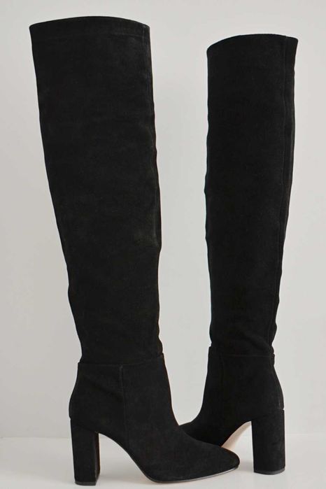 Zamszowe kozaki za kolano ZARA wciągane na wygodnym słupku 40