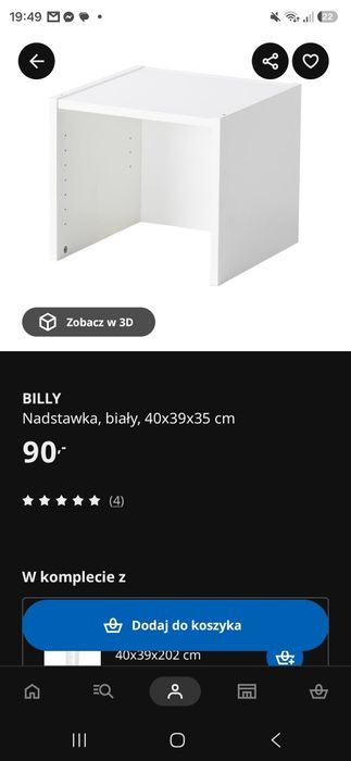 Billy IKEA nadstawka nowa biała