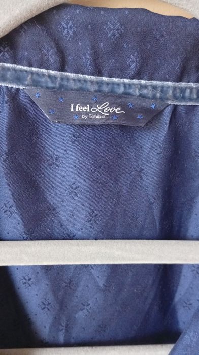 Granatowa elegancka satynowa piżama , spodnie i koszula, Tchibo, r.XL