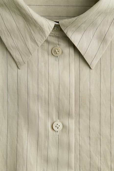 Koszula oversize XS nowa kolekcja beż khaki prążek wiskoza bluzka PROMOCJA